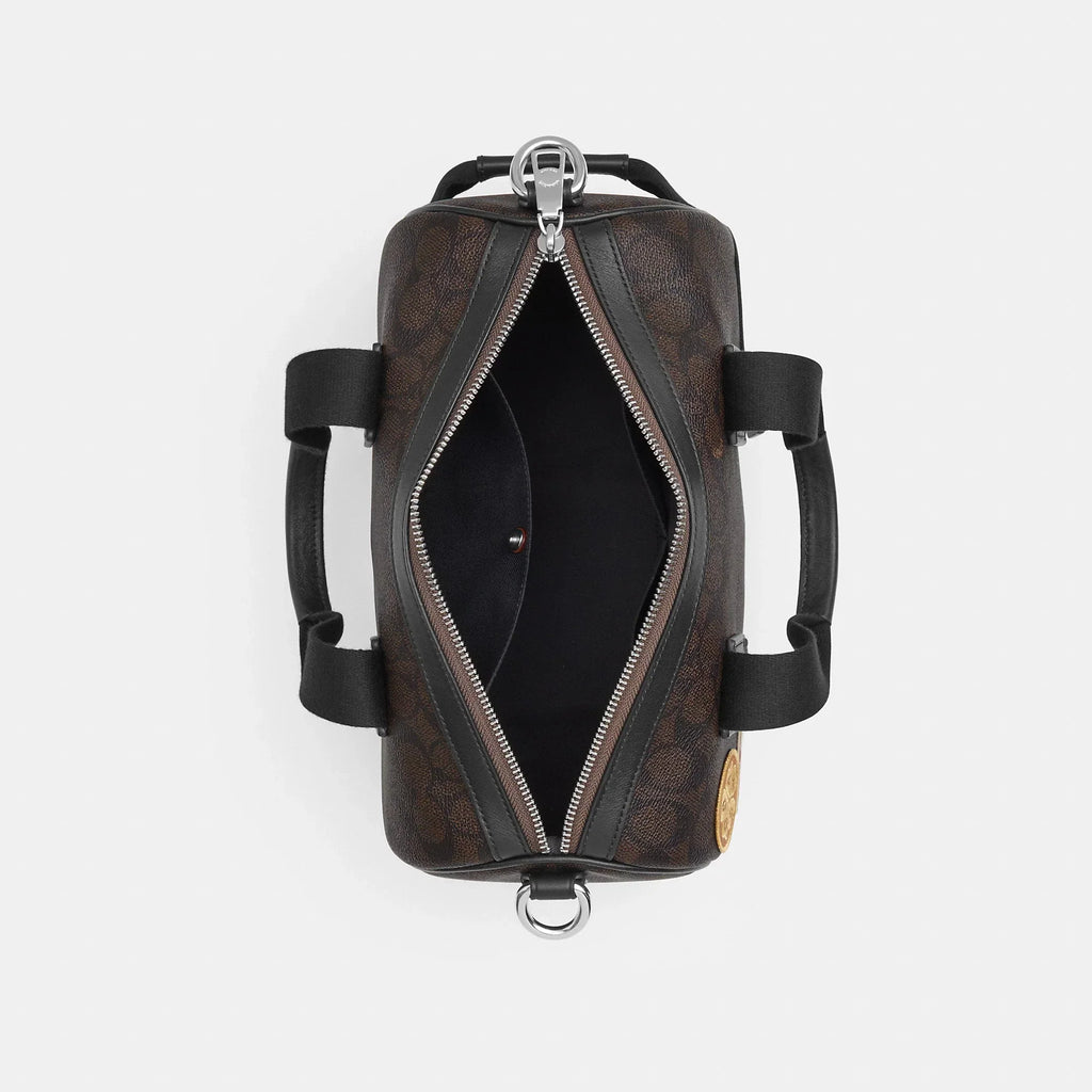 Coach Outlet Explorer Duffle Bag 28 In Signature Canvas With Patches