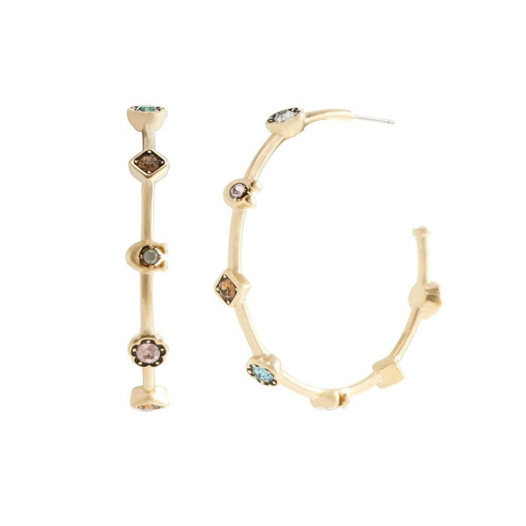 Faux Stone Signature Sculpted C Gem Hoop Earrings