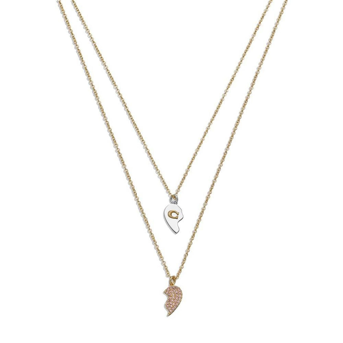 Faux Stone Signature Broken Heart Layered Necklace