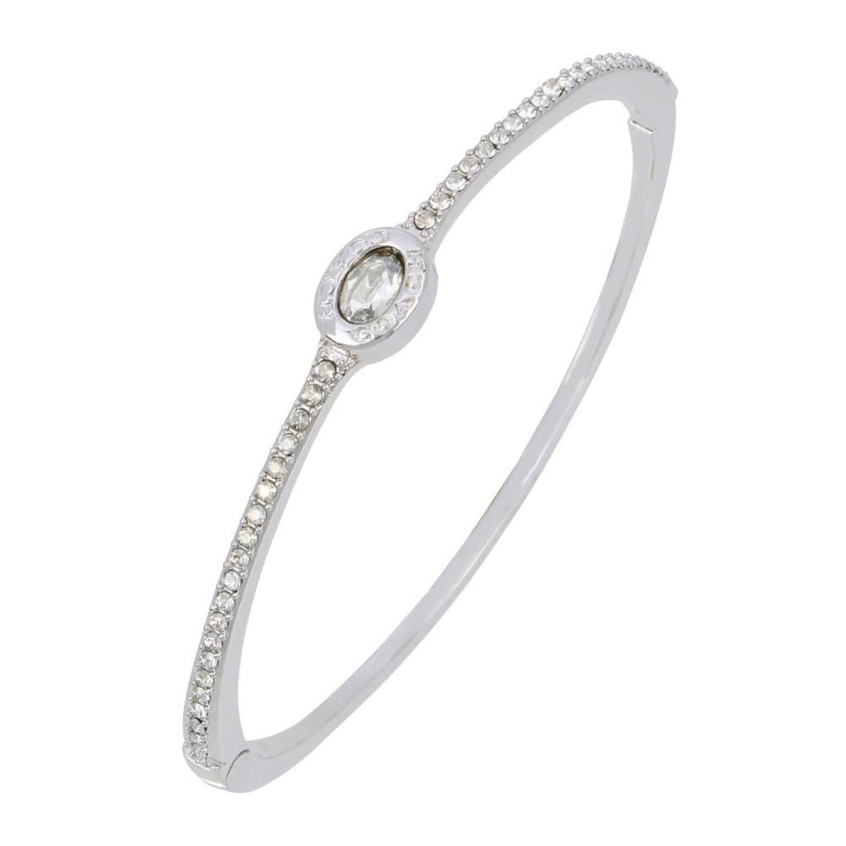 Signature Logo Pave Hinged Bangle Bracelet