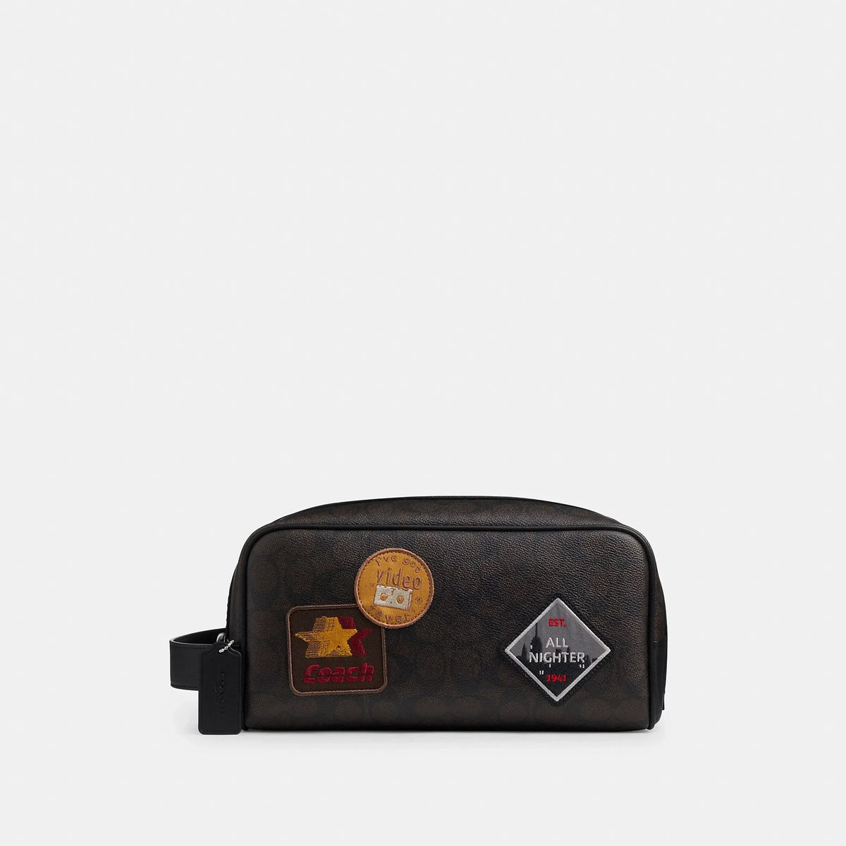 Coach Outlet Large Travel Kit In Signature Canvas With Patches