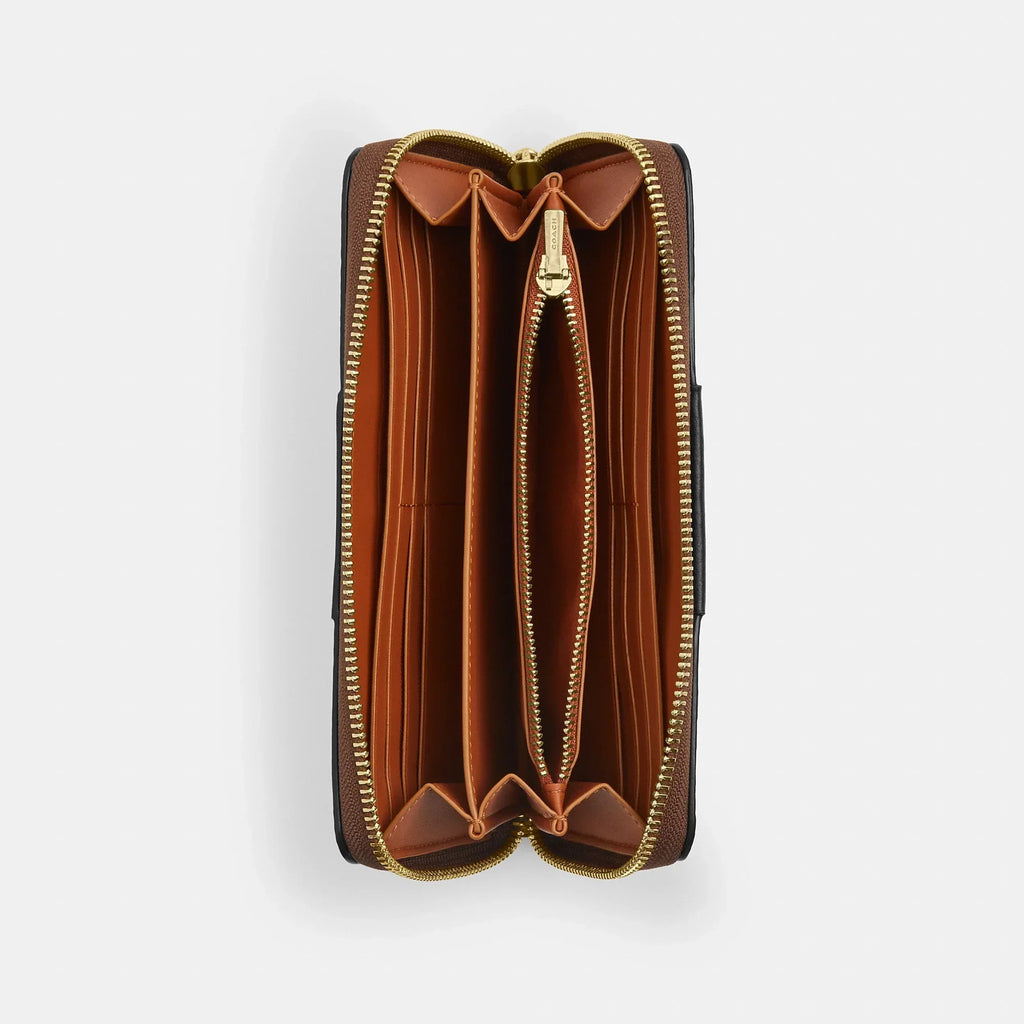 Coach Outlet Long Zip Around Wallet In Signature Canvas With Stripe