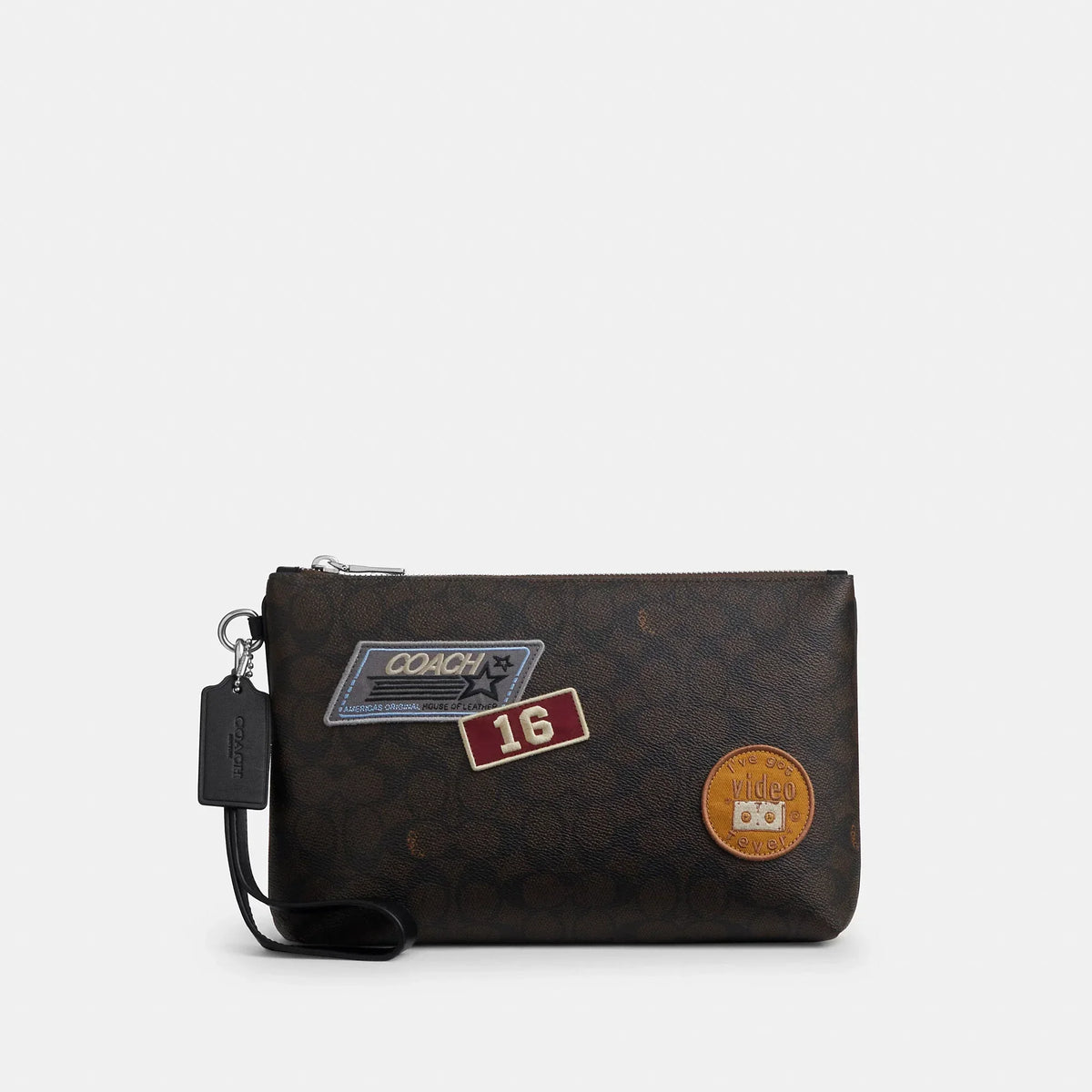 Coach Outlet Pouch In Signature Canvas With Patches