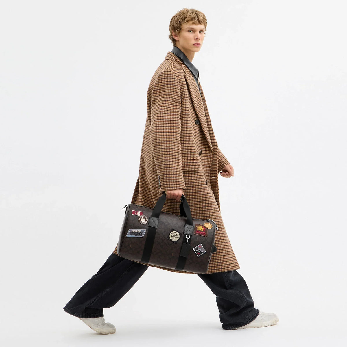 Coach Outlet Explorer Duffle Bag 45 In Signature Canvas With Patches