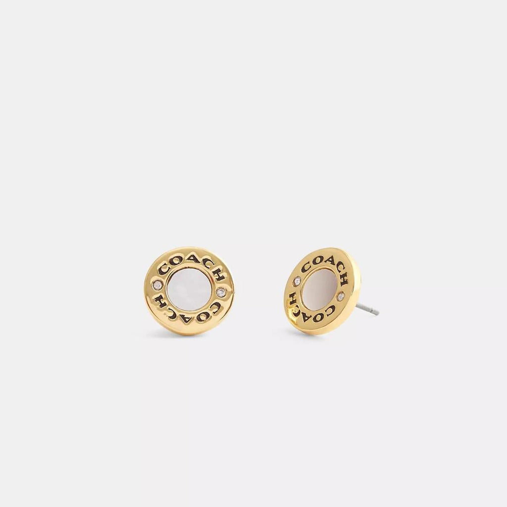 Coach Enamel Circle Stud Earrings