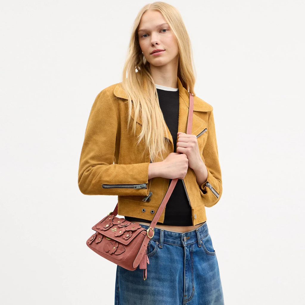 Coach Outlet Etta Small Flap Shoulder Bag With Floral Applique