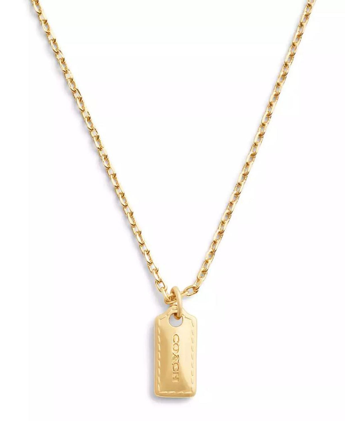 Gold-Tone Signature Stitched Hangtag Pendant Necklace