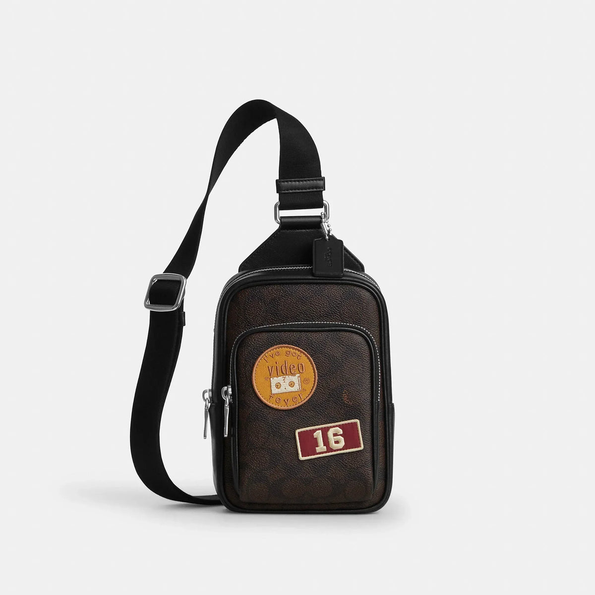Coach Outlet Racer Sling Pack In Signature Canvas With Patches