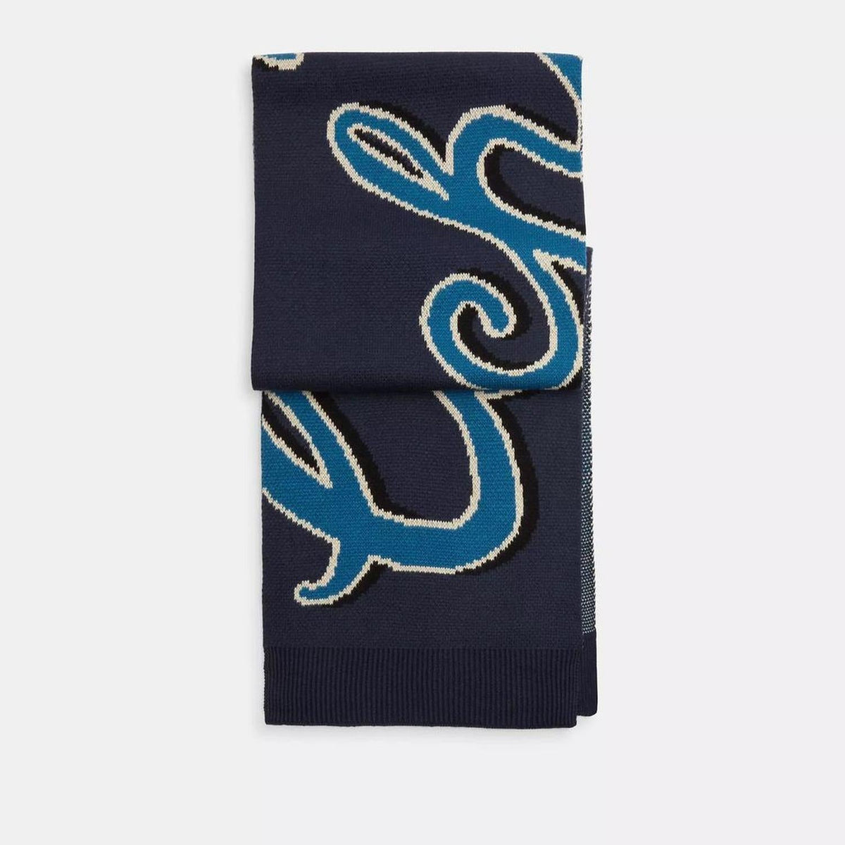 Coach Script Print Knit Muffler