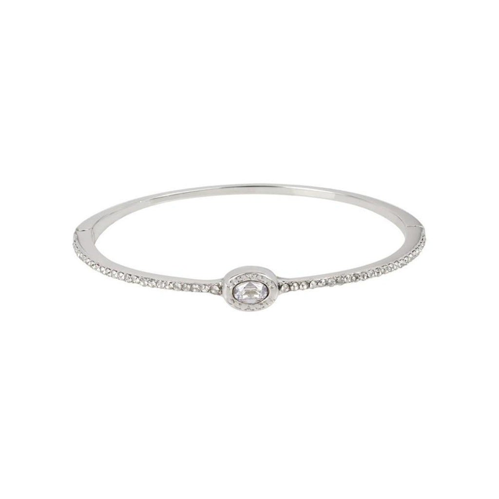 Signature Logo Pave Hinged Bangle Bracelet