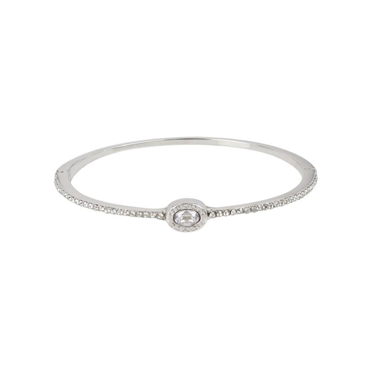 Signature Logo Pave Hinged Bangle Bracelet