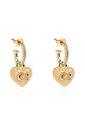Coach Heart Logo Plaque Pendant Earrings
