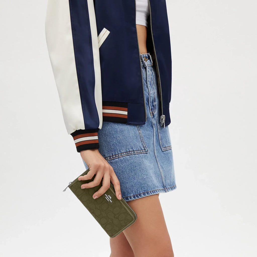 Coach Outlet Long Zip Around Wallet In Signature Jacquard