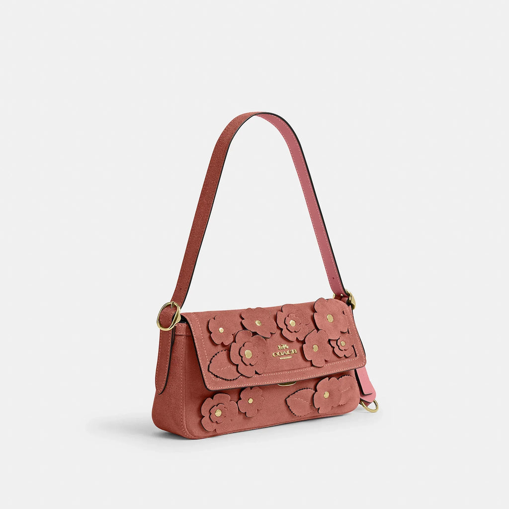 Coach Outlet Etta Small Flap Shoulder Bag With Floral Applique