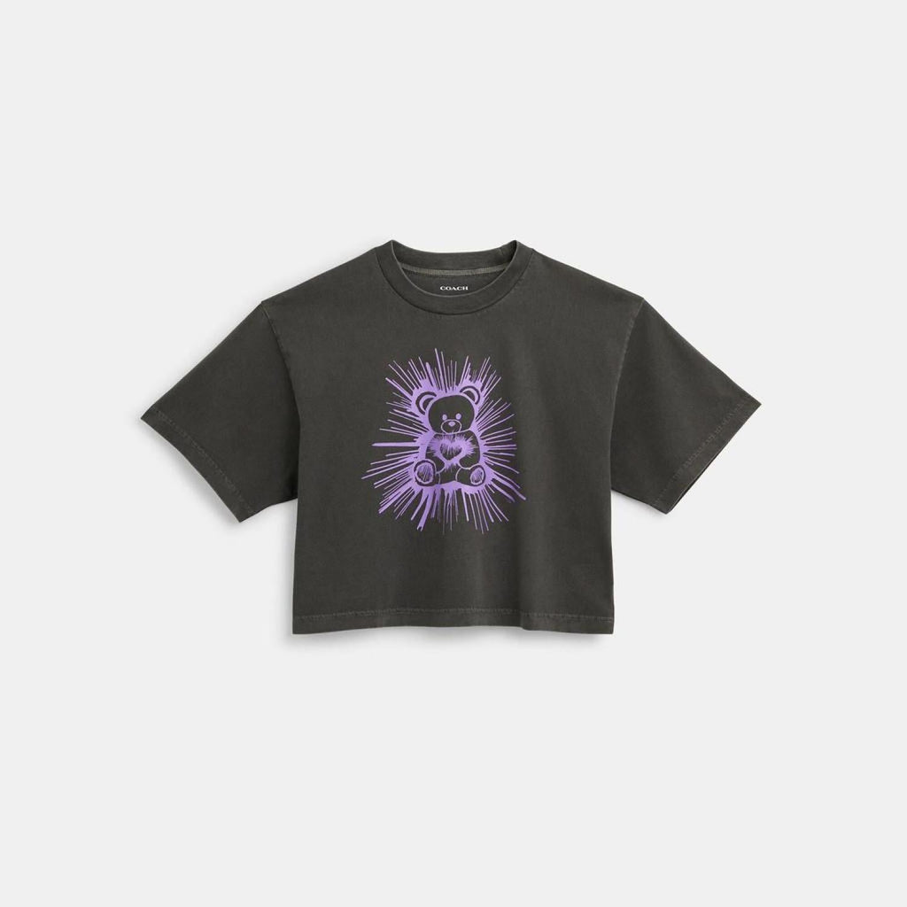 Coach Outlet Rave Bear Garment Dye Cropped T Shirt