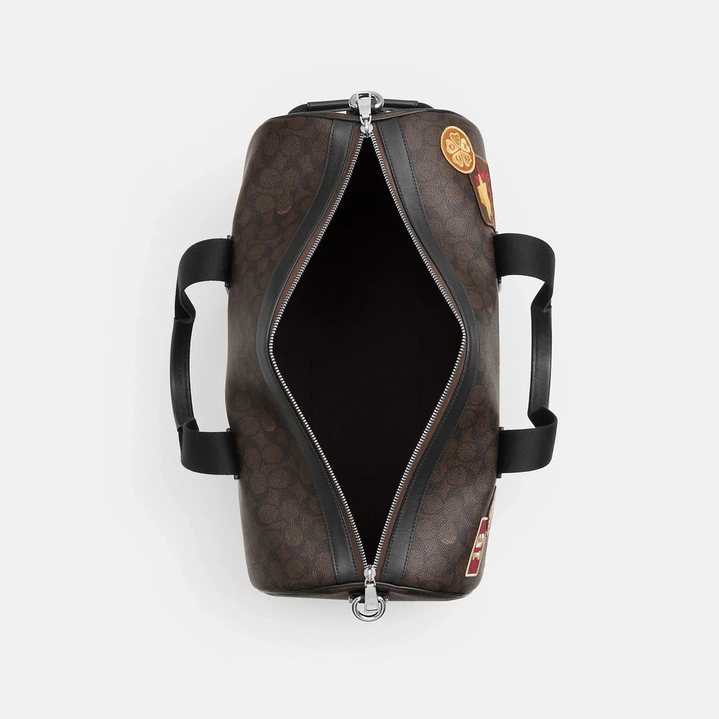 Coach Outlet Explorer Duffle Bag 45 In Signature Canvas With Patches