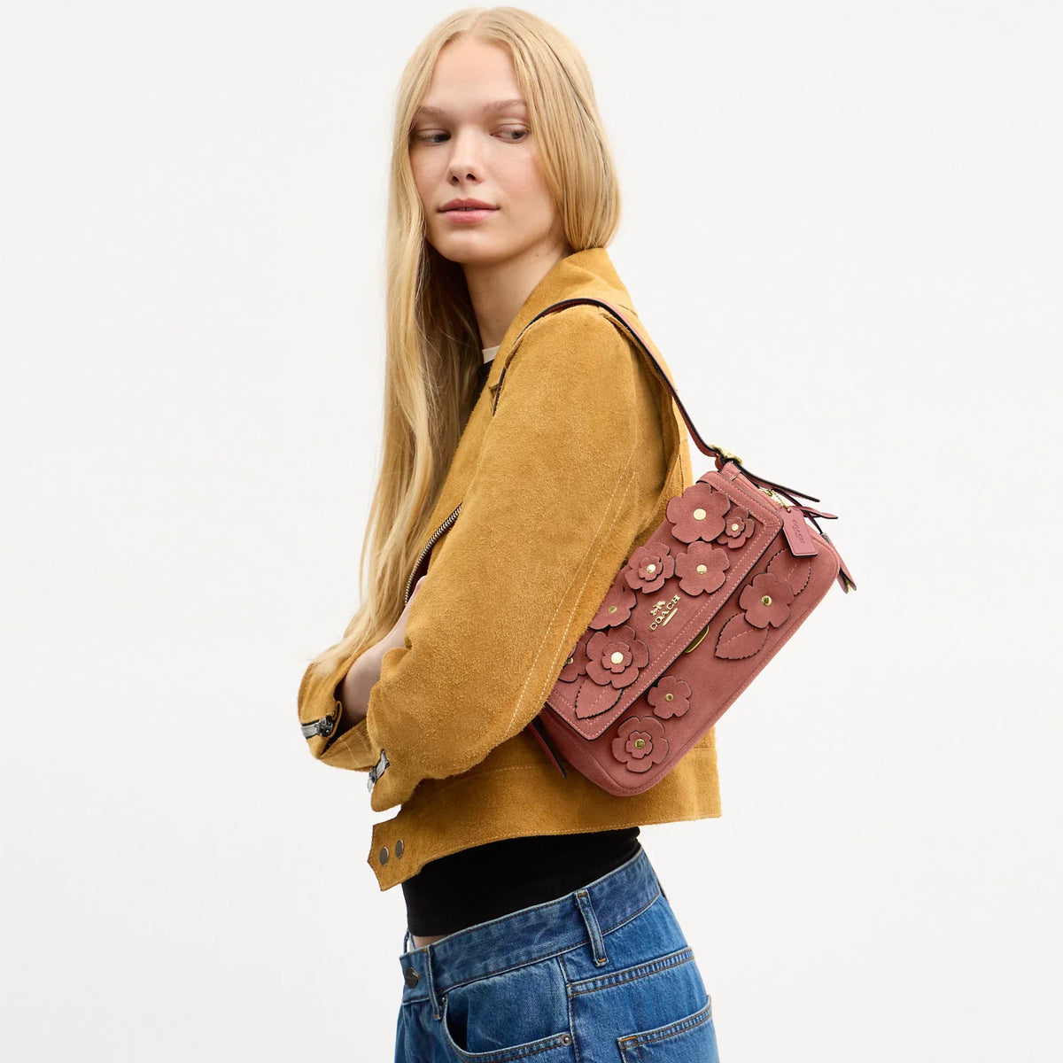Coach Outlet Etta Small Flap Shoulder Bag With Floral Applique