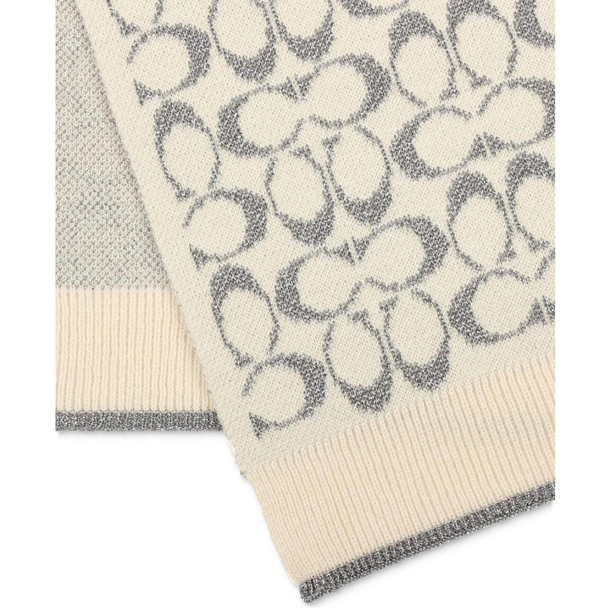 Women's Metallic Logo Ribbed-Knit Scarf