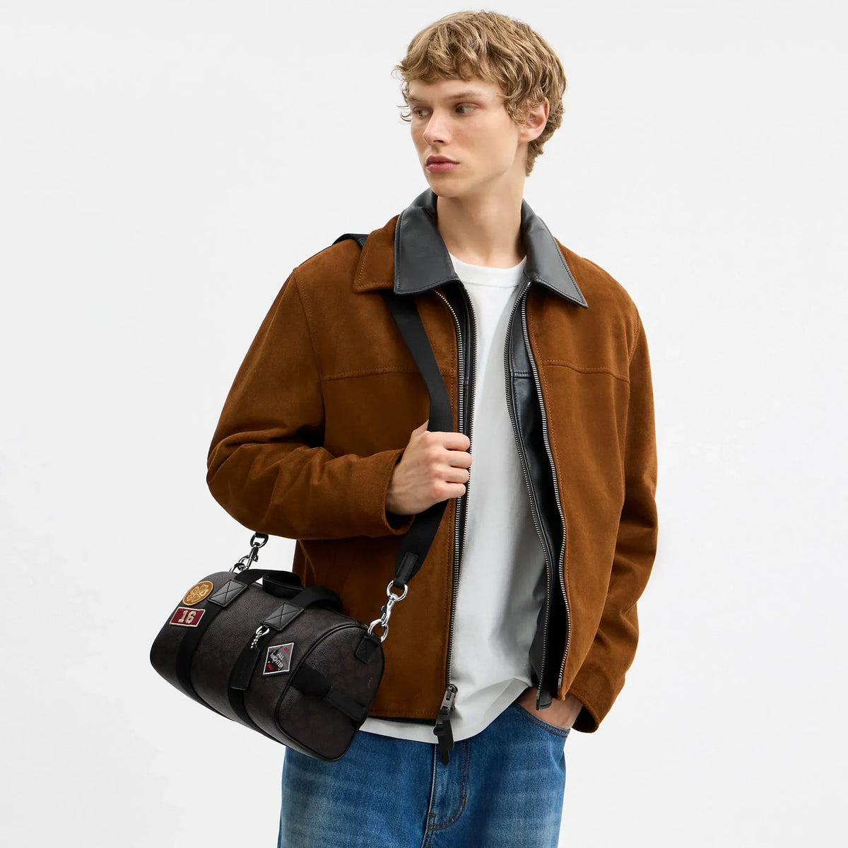 Coach Outlet Explorer Duffle Bag 28 In Signature Canvas With Patches