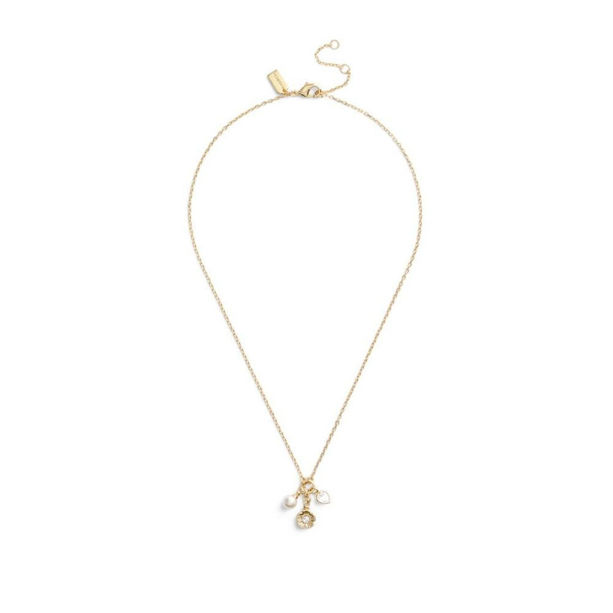 Faux Stone Signature Charm Cluster Pendant Necklace