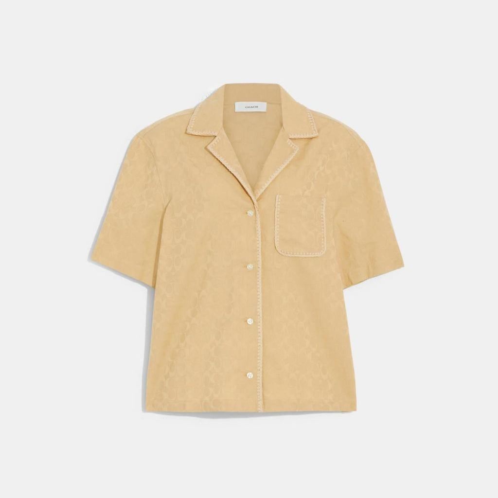 Coach Outlet Signature Jacquard Crochet Trim Set Button Down Shirt
