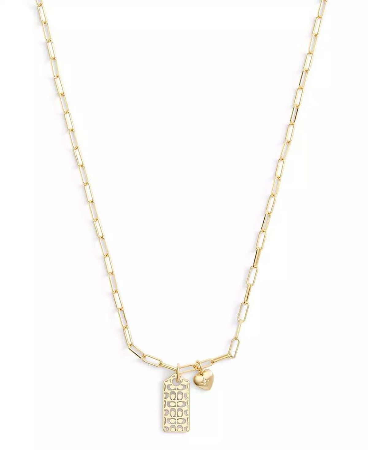 Faux Stone Signature Quilted Hangtag Pendant Necklace